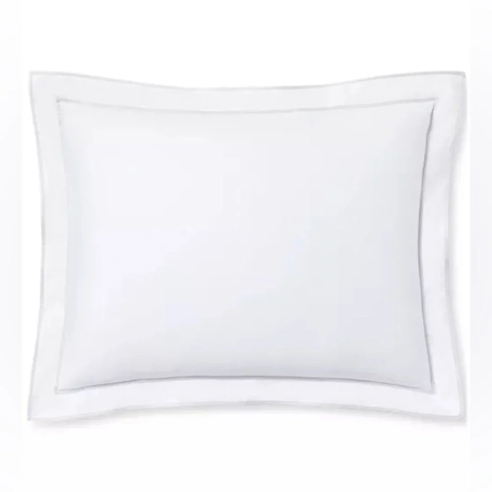 Lauren Ralph Lauren Spencer Sateen Border Sham in White/Sift Grey, Standard NWT